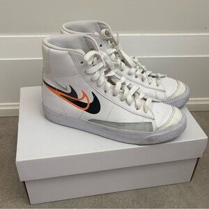 Nike White and Orange High-Top Sneakers